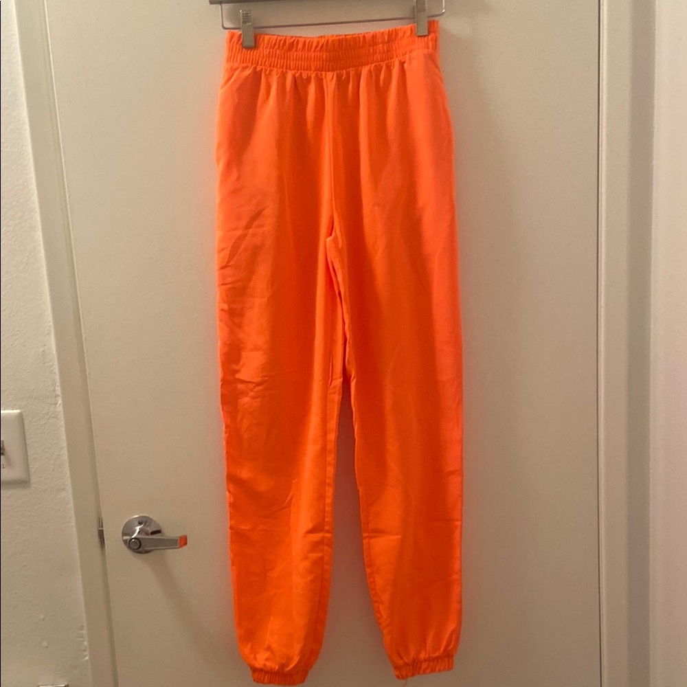 Fashion nova Bright Orange windbreaker Jogger Pants sz xs